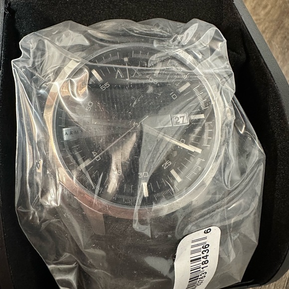 Armani AX Exchange Whitman Black Dial Black Leather Men's Watch - Picture 6 of 7